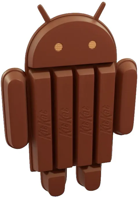 Google’s 2013 Android KitKat launch artwork: the Android silhouette formed from chocolate bars.