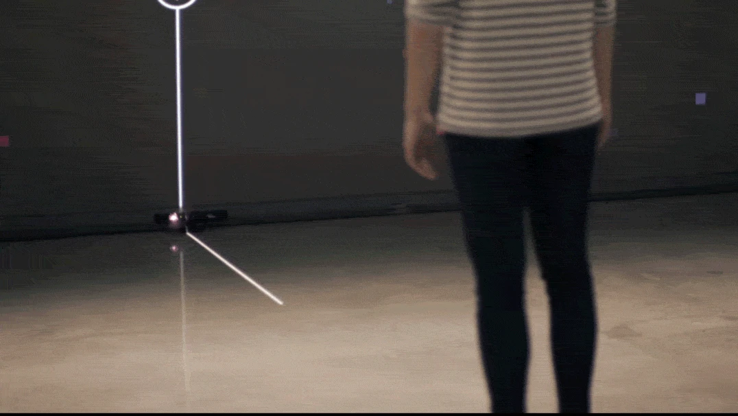 An interface anchored to a person.